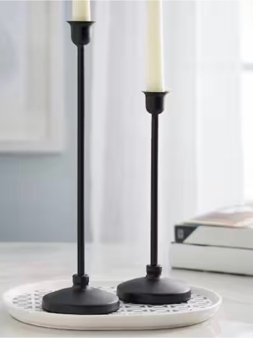 Black Metal Taper Candle Holders - Set of 3